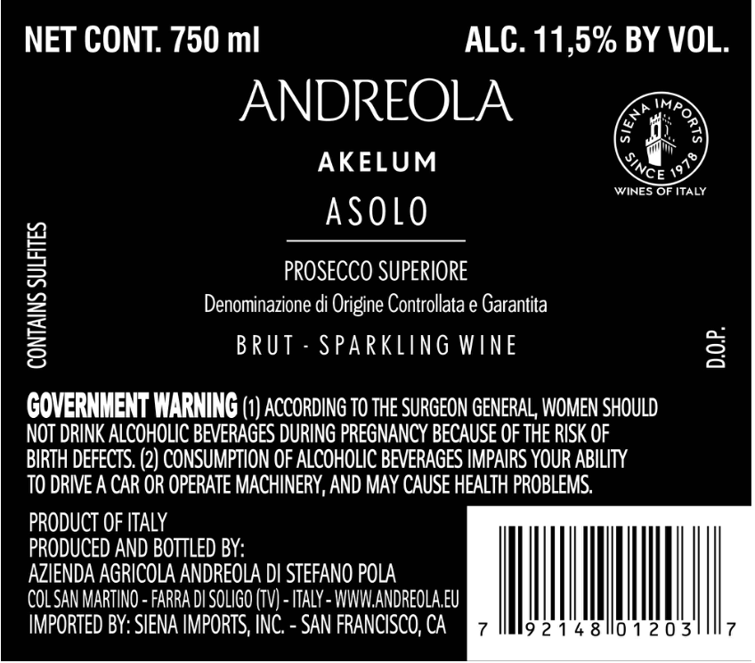 TABC label artwork for ANDREOLA AKELUM