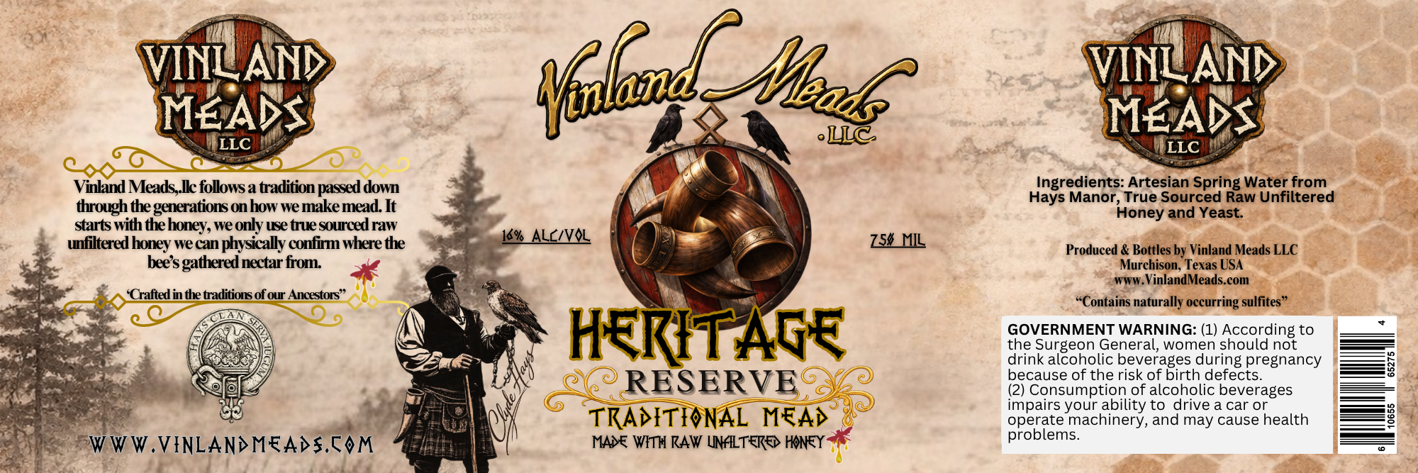 TABC label artwork for VINLAND MEADS LLC HERITAGE RESERVE