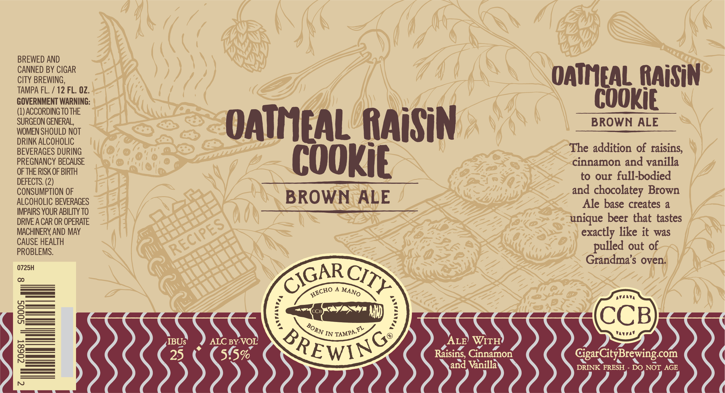 TABC label artwork for Oatmeal Raisin Cookie