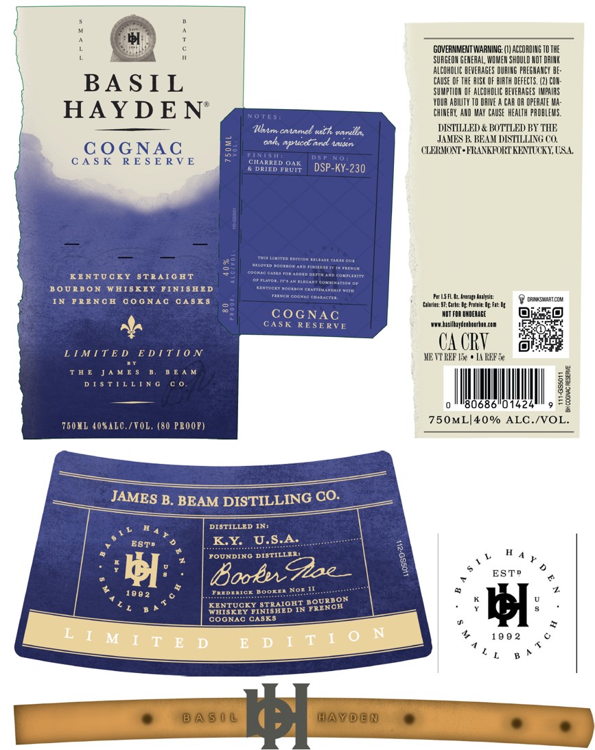 TABC label artwork for Basil Hayden Cognac Cask Reserve KSBW LTO