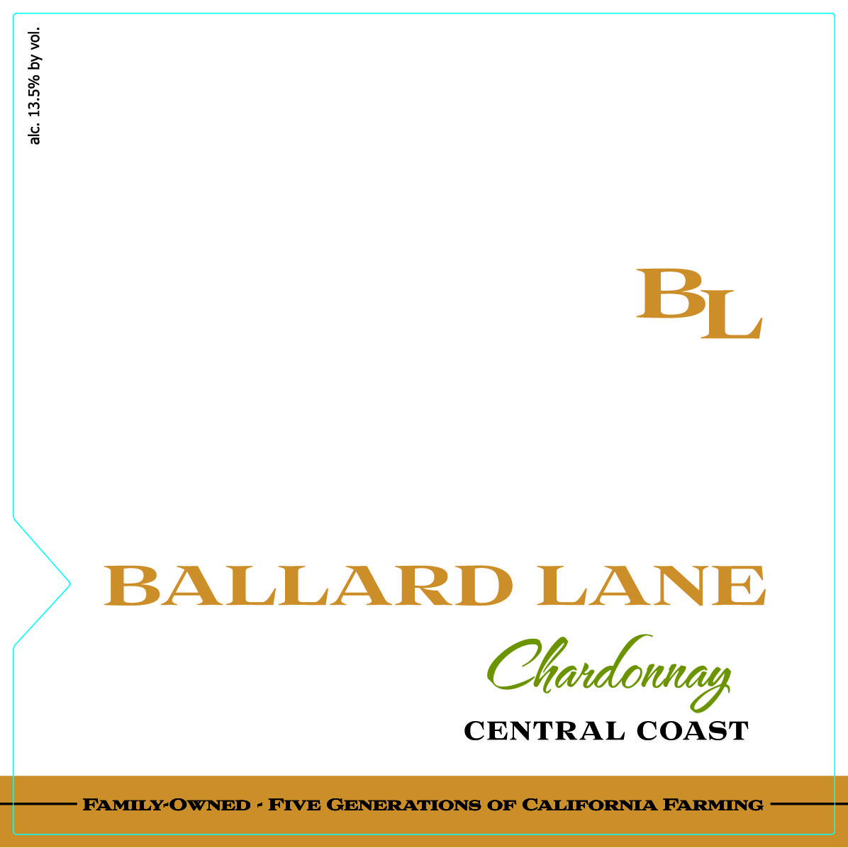 TABC label artwork for Ballard Lane Chardonnay Central Coast