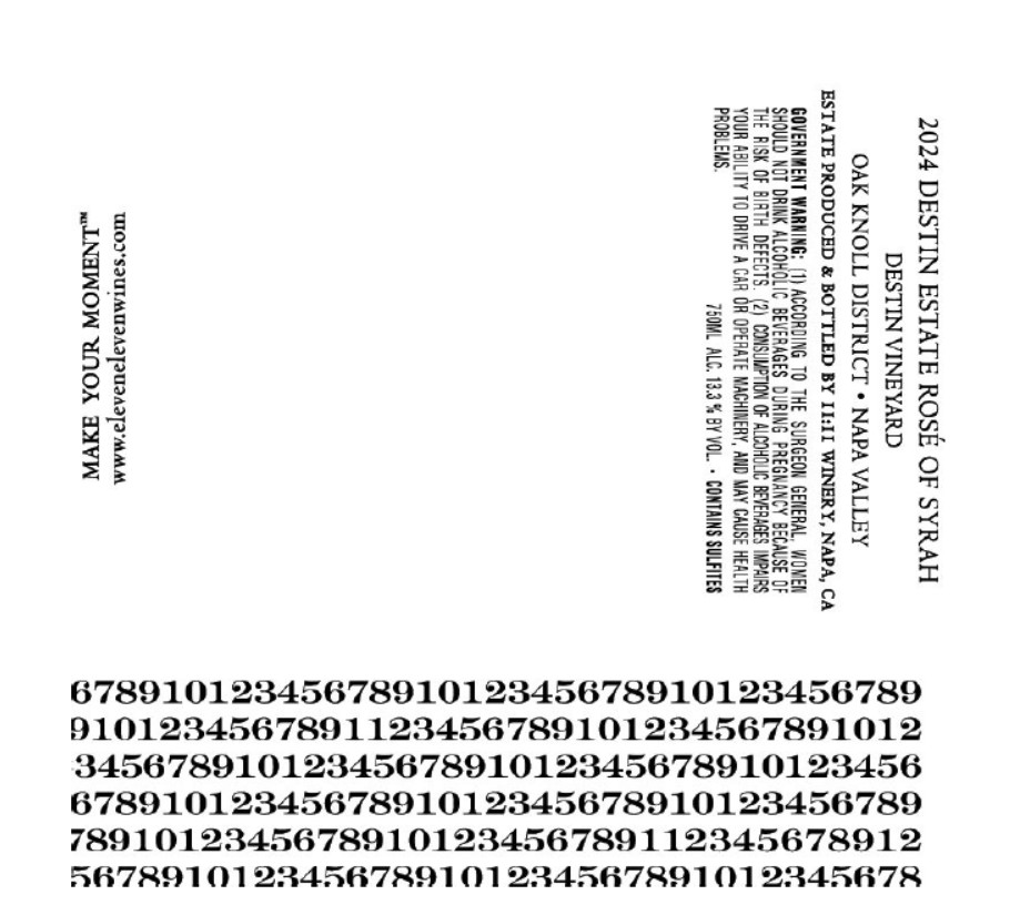 TABC label artwork for 11:11 Winery Destin Vineyard Syrah