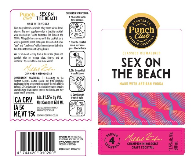 TABC label artwork for Punch Club Sex on the Beach