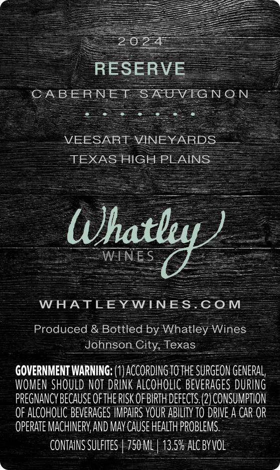 TABC label artwork for Whatley Wines Reserve Cabernet Sauvignon