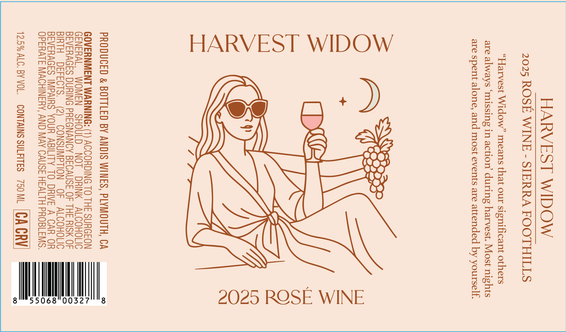 TABC label artwork for Harvest Widow Rose