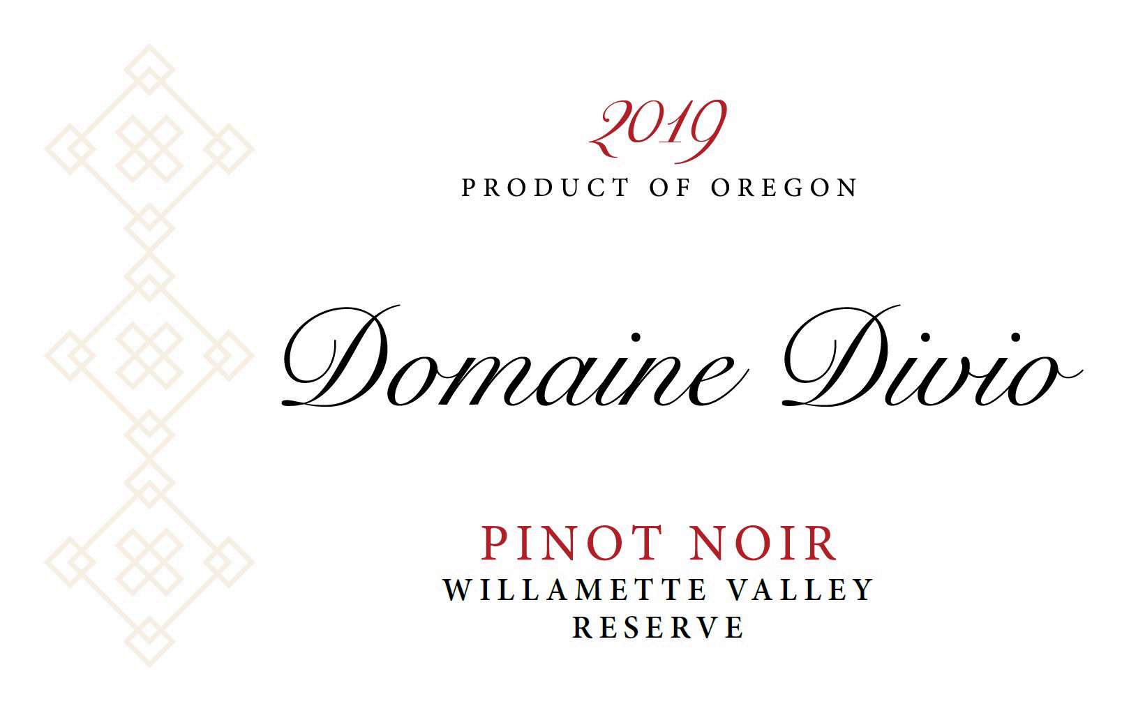TABC label artwork for Reserve Pinot Noir