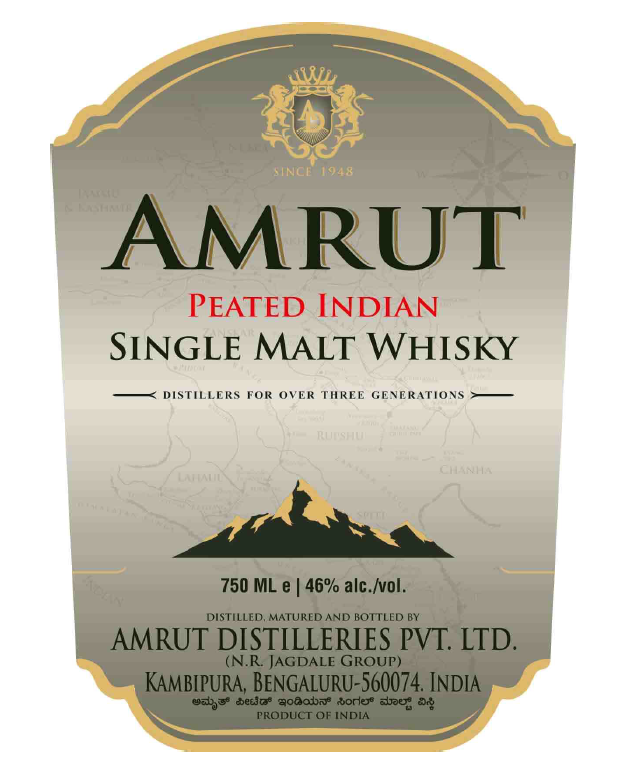 TABC label artwork for Amrut Peated Indian Single Malt Whisky