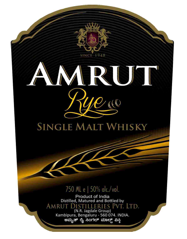TABC label artwork for Amrut Rye Single Malt Whisky