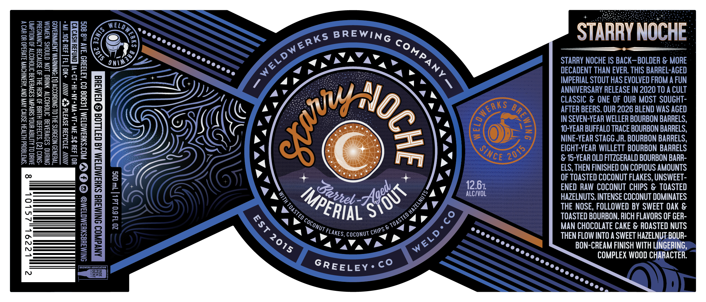 TABC label artwork for Starry Noche
