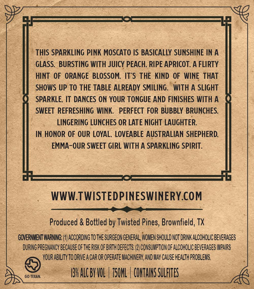 TABC label artwork for TWISTED PINES - SWEET EMMA