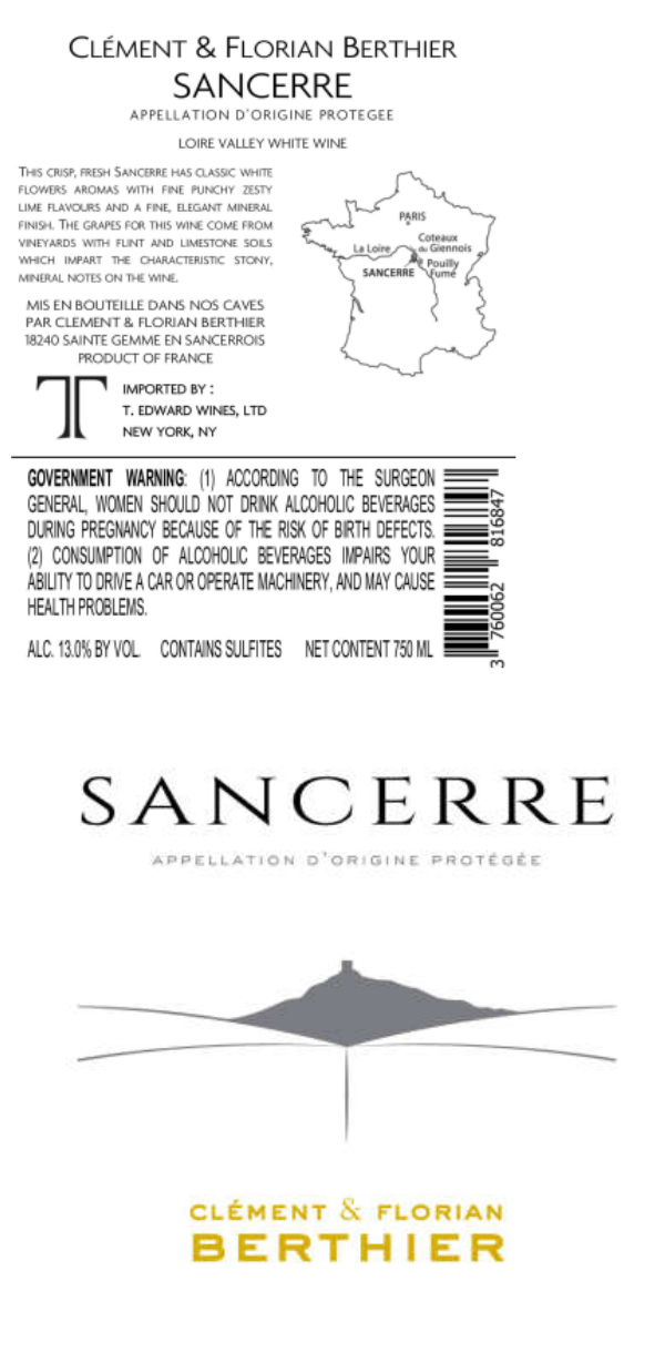 TABC label artwork for Clement & Florian Berthier Sancerre