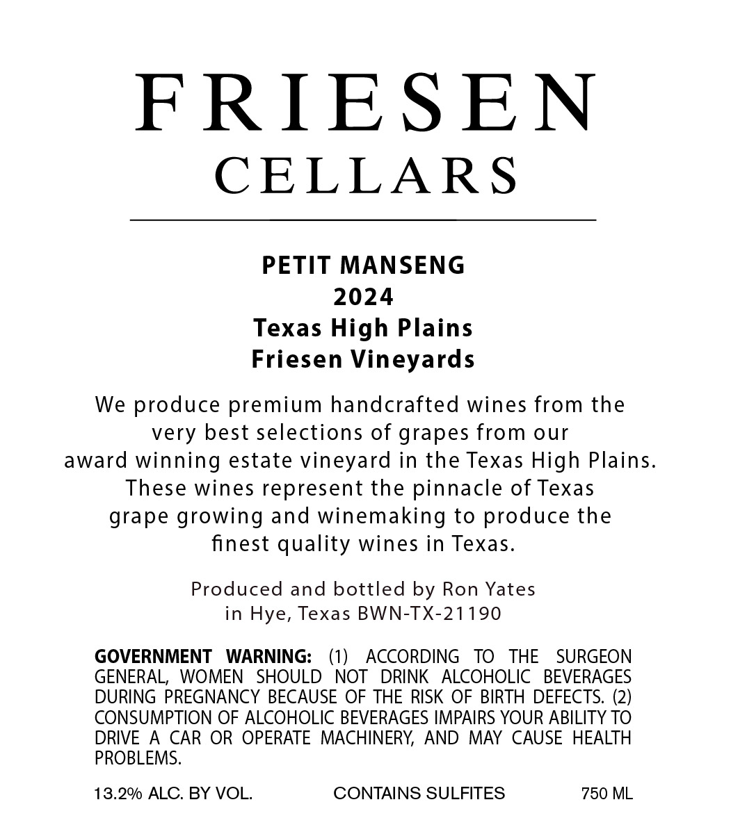 TABC label artwork for PETIT MANSENG