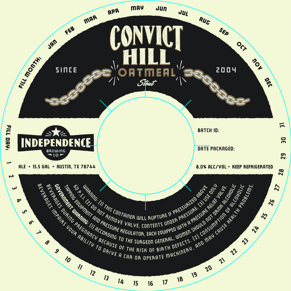 TABC label artwork for Convict Hill (keg)