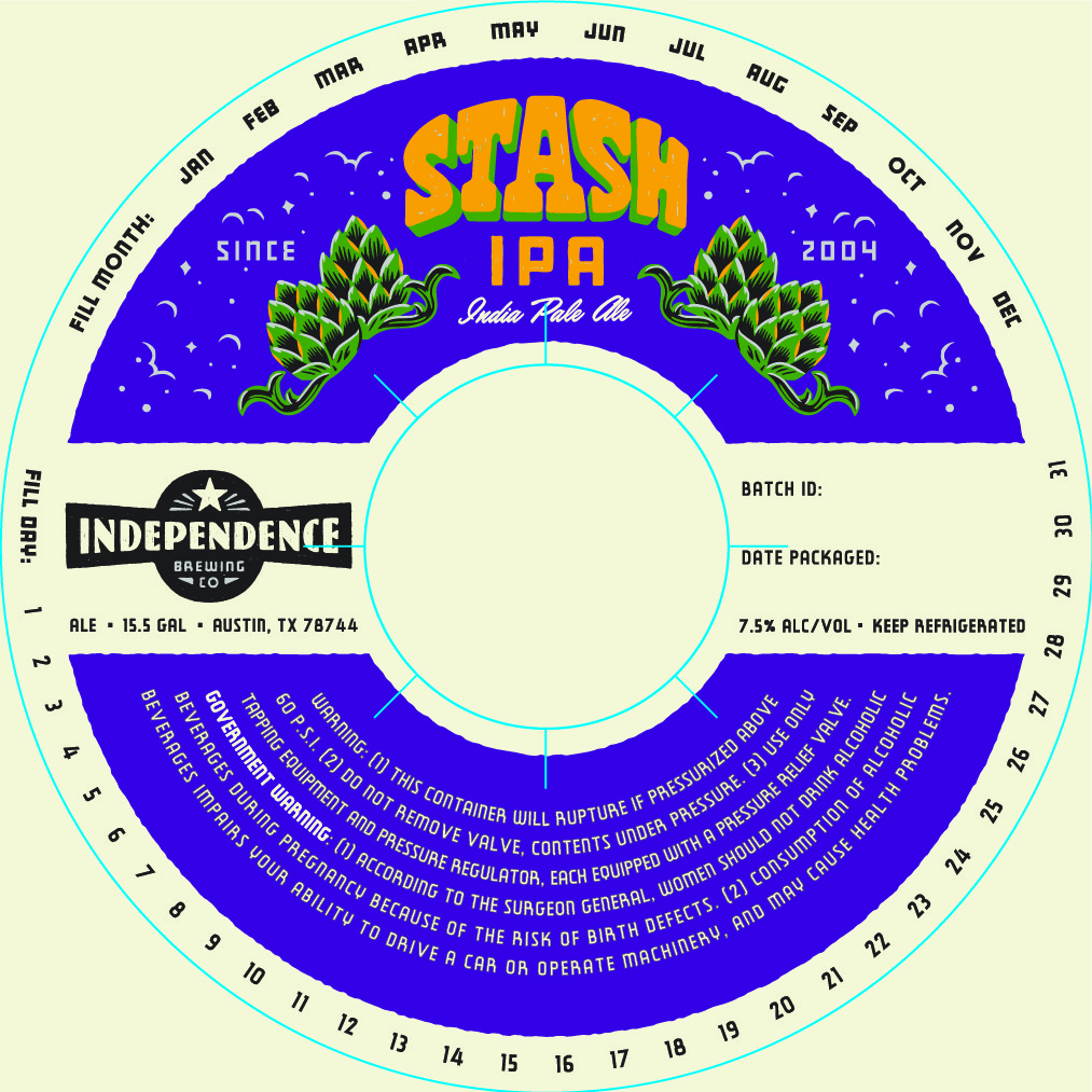 TABC label artwork for Stash IPA (keg)