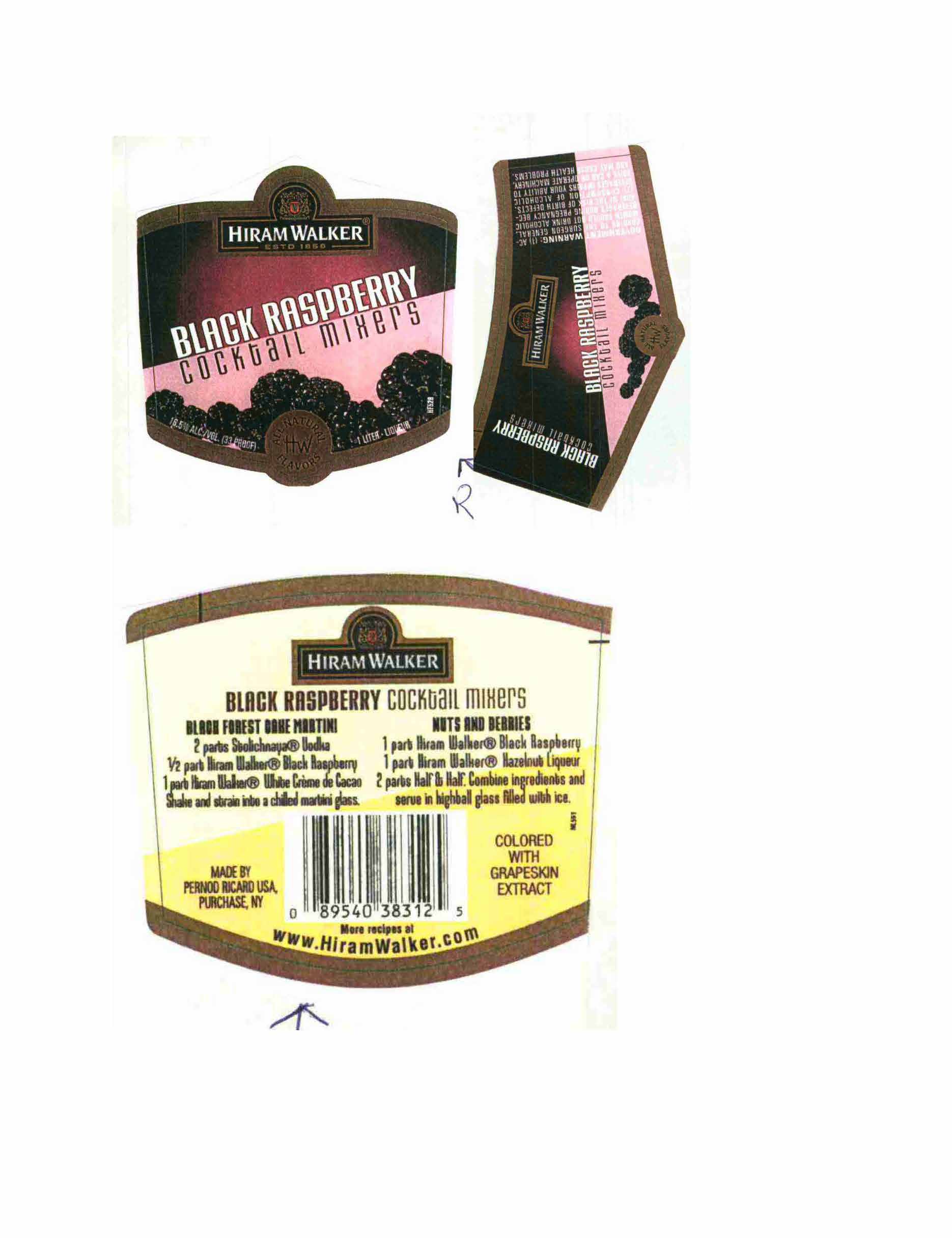 TABC label artwork for Hiram Walker Black Raspberry