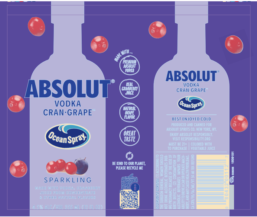 TABC label artwork for Absolut Ocean Cran-Grape