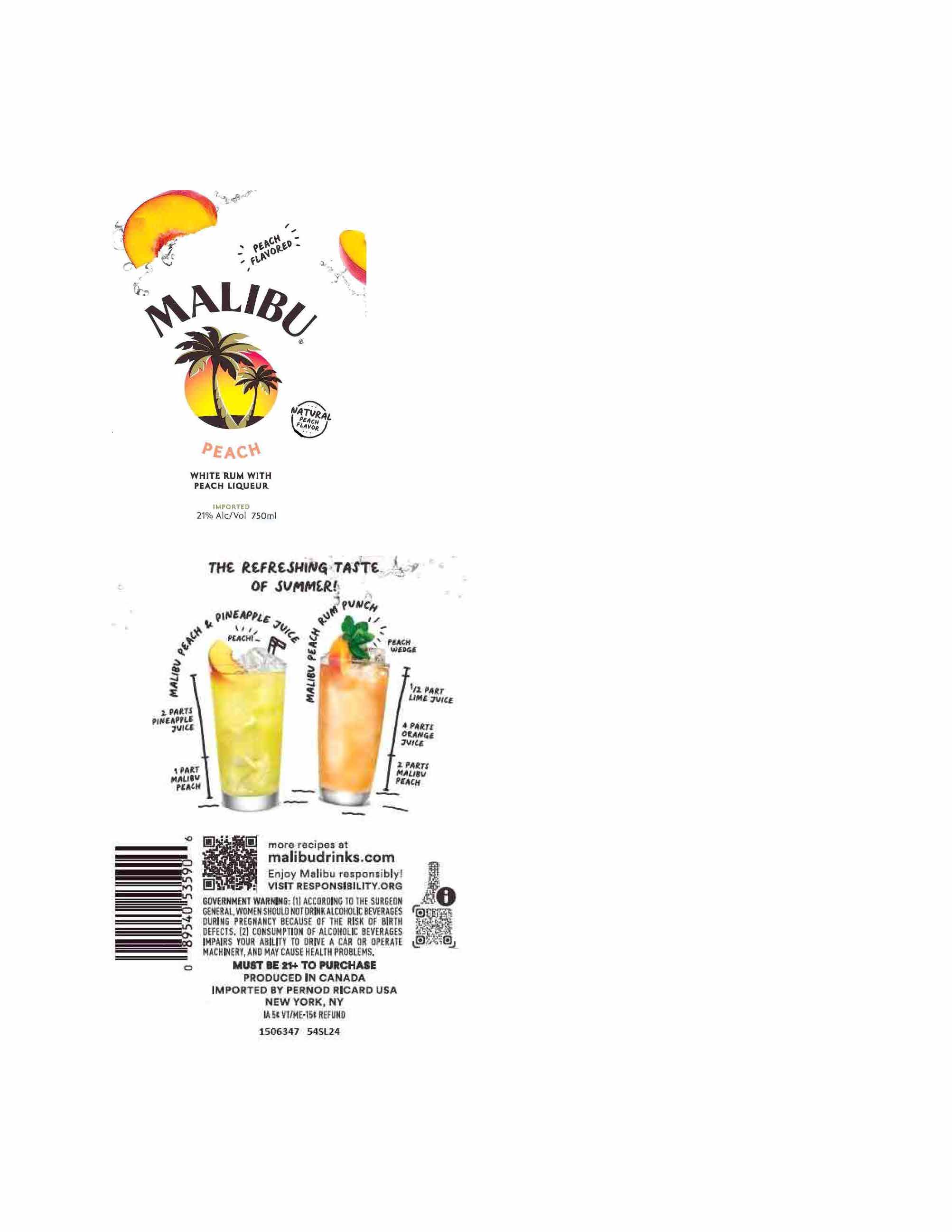 TABC label artwork for Malibu Peach