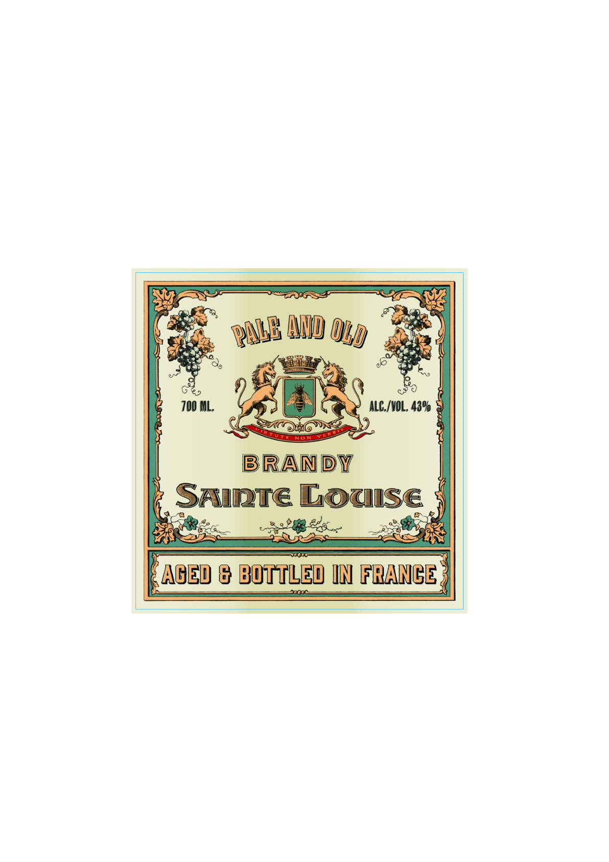 TABC label artwork for Brandy Sainte Louise Pale And Old Aged & Bottled In France