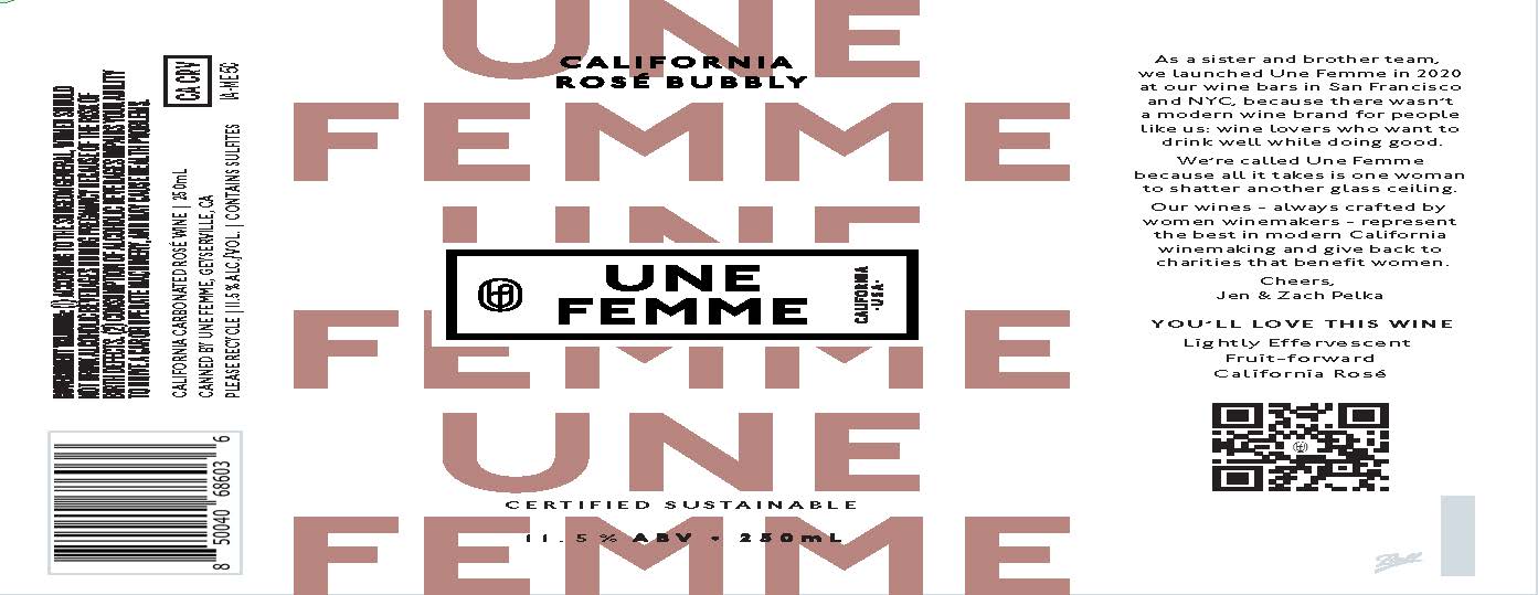 TABC label artwork for Une Femme California Rose Bubbly