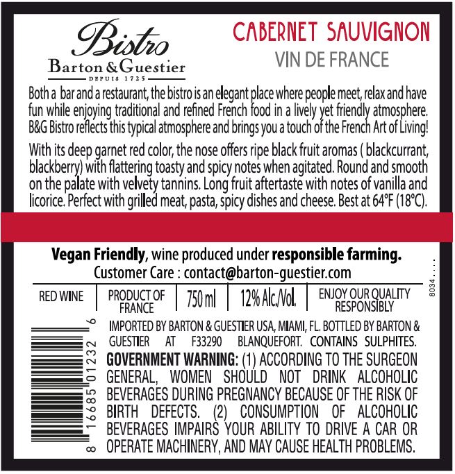 TABC label artwork for BISTRO CABERNET SAUVIGNON VIN DE FRANCE