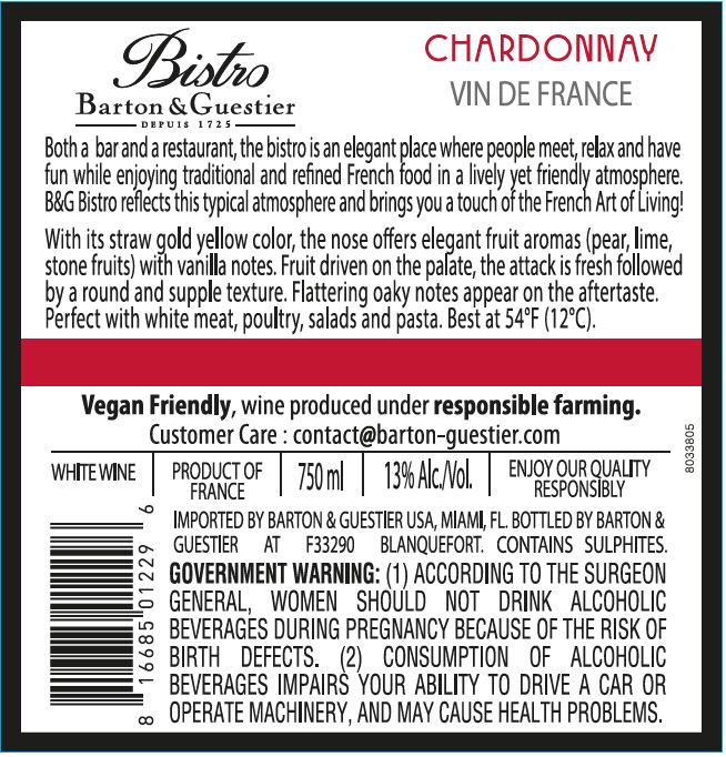 TABC label artwork for BISTRO CHARDONNAY VIN DE FRANCE