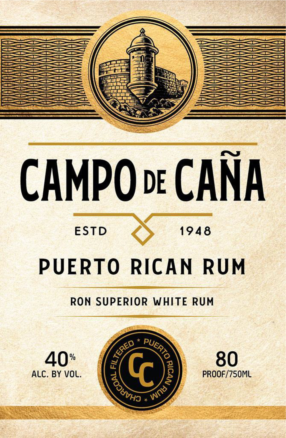 TABC label artwork for Campo De Cana Puerto Rican Silver Rum