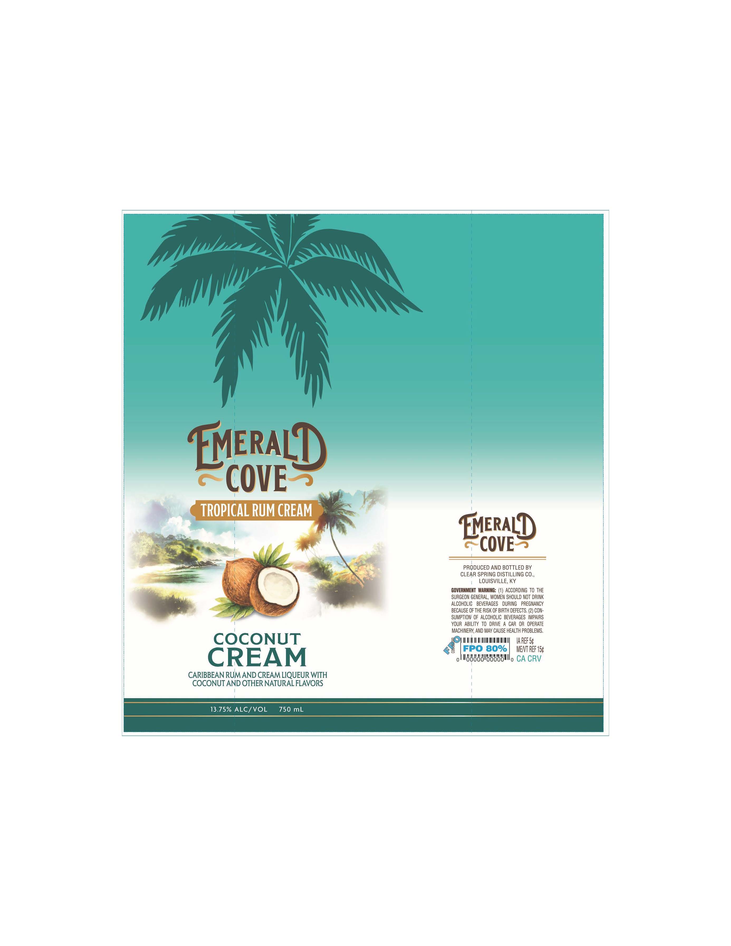 TABC label artwork for Emerald Cove Coconut Rum Cream