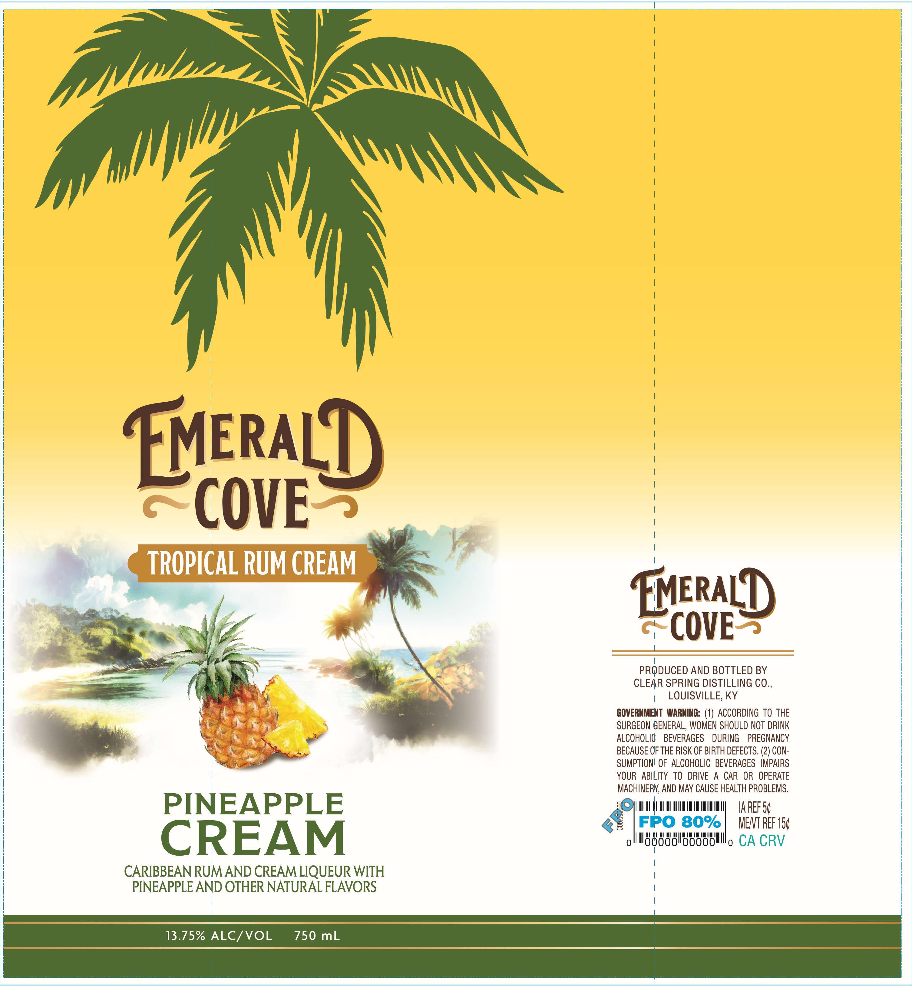 TABC label artwork for Emerald Cove Pineapple Rum Cream