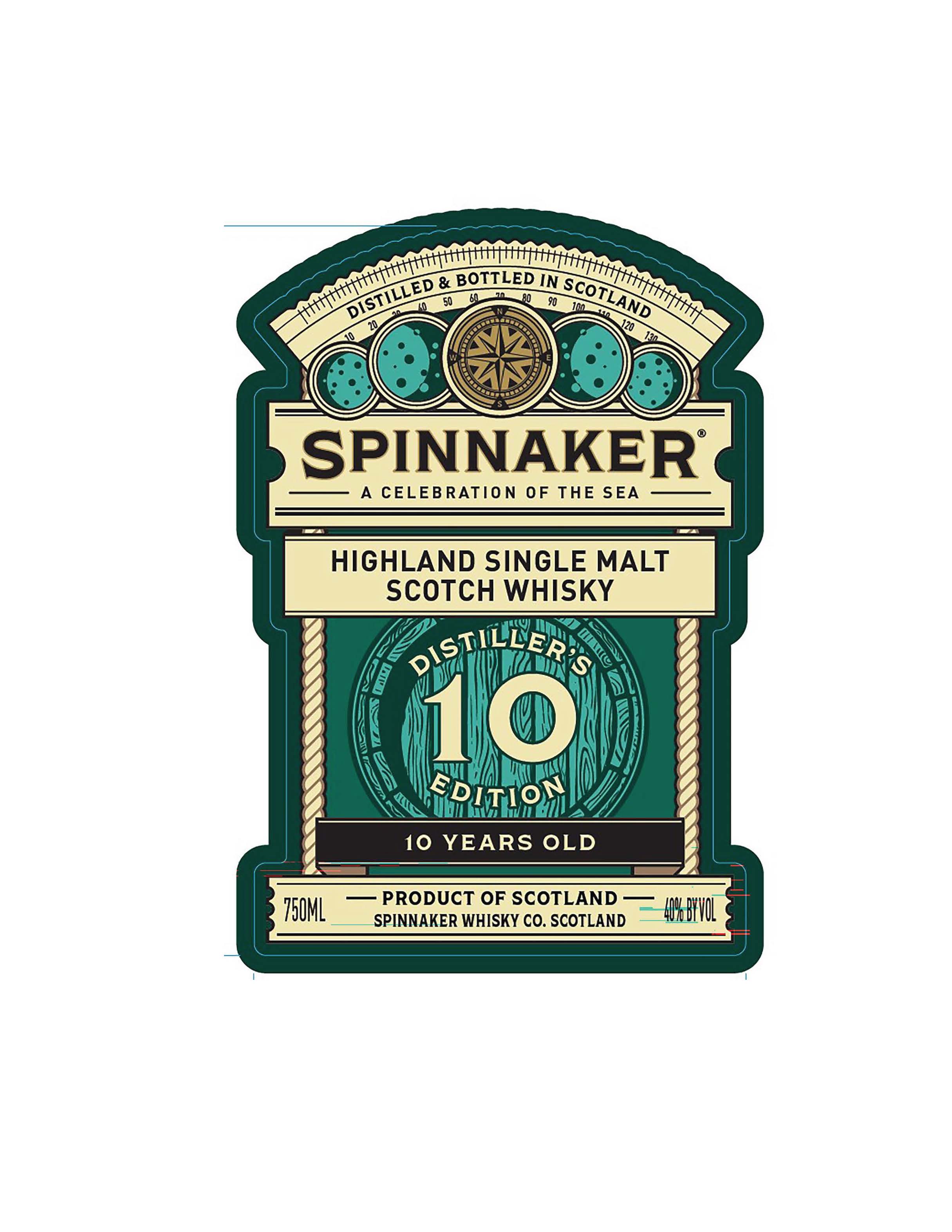 TABC label artwork for Spinnaker 10Yr Single Malt Scotch Whisky
