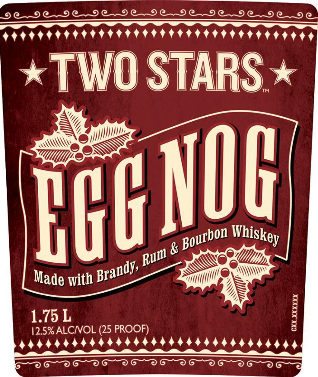 TABC label artwork for Two Stars Egg Nog
