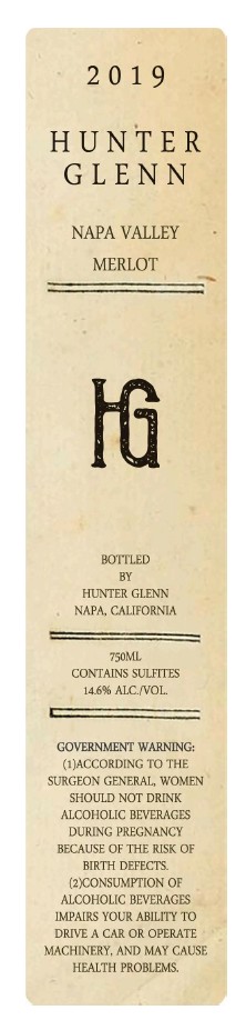 TABC label artwork for Hunter Glenn Merlot