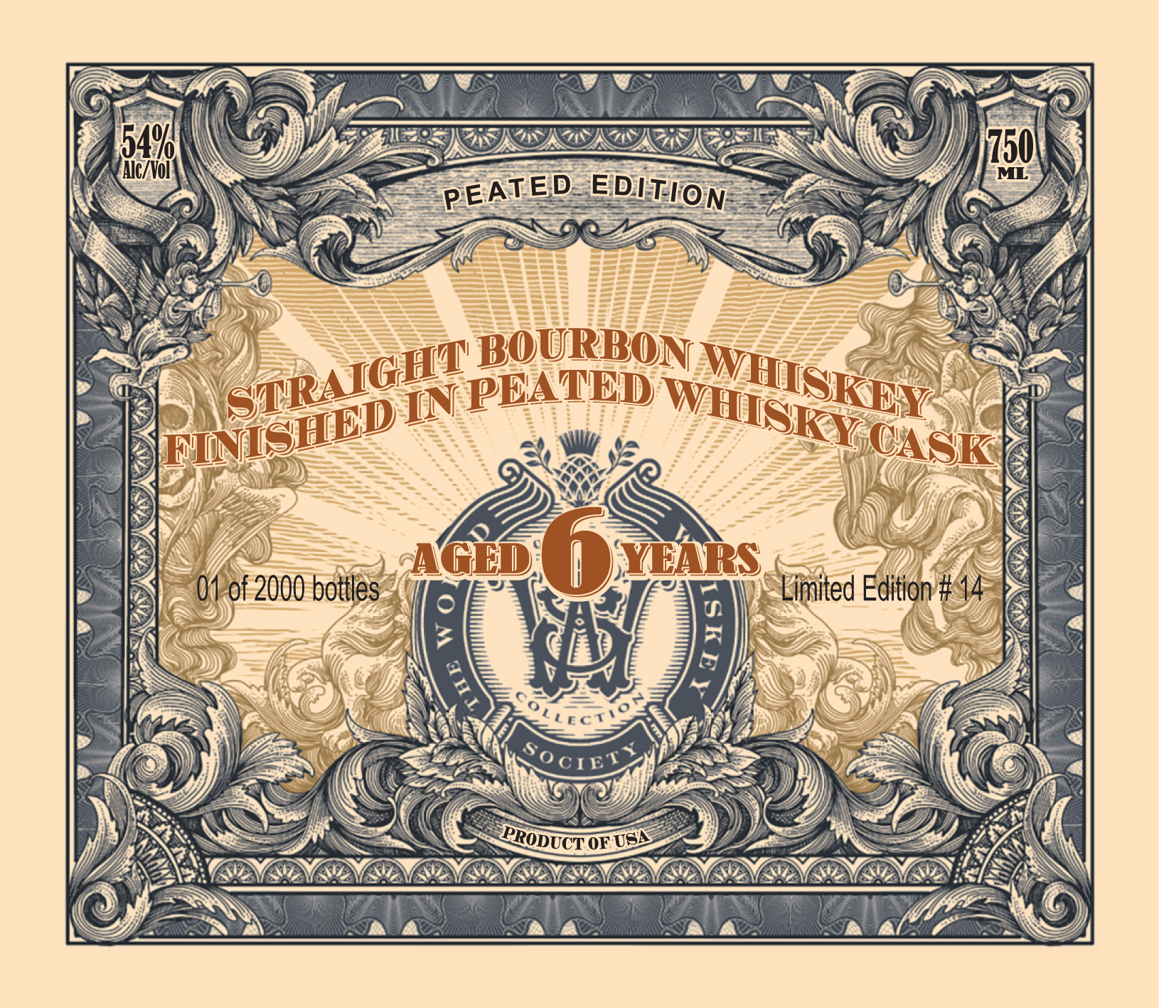 TABC label artwork for WWS 6 YO Peated Cask