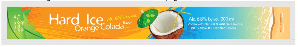 TABC label artwork for Hard Ice Orange Colada