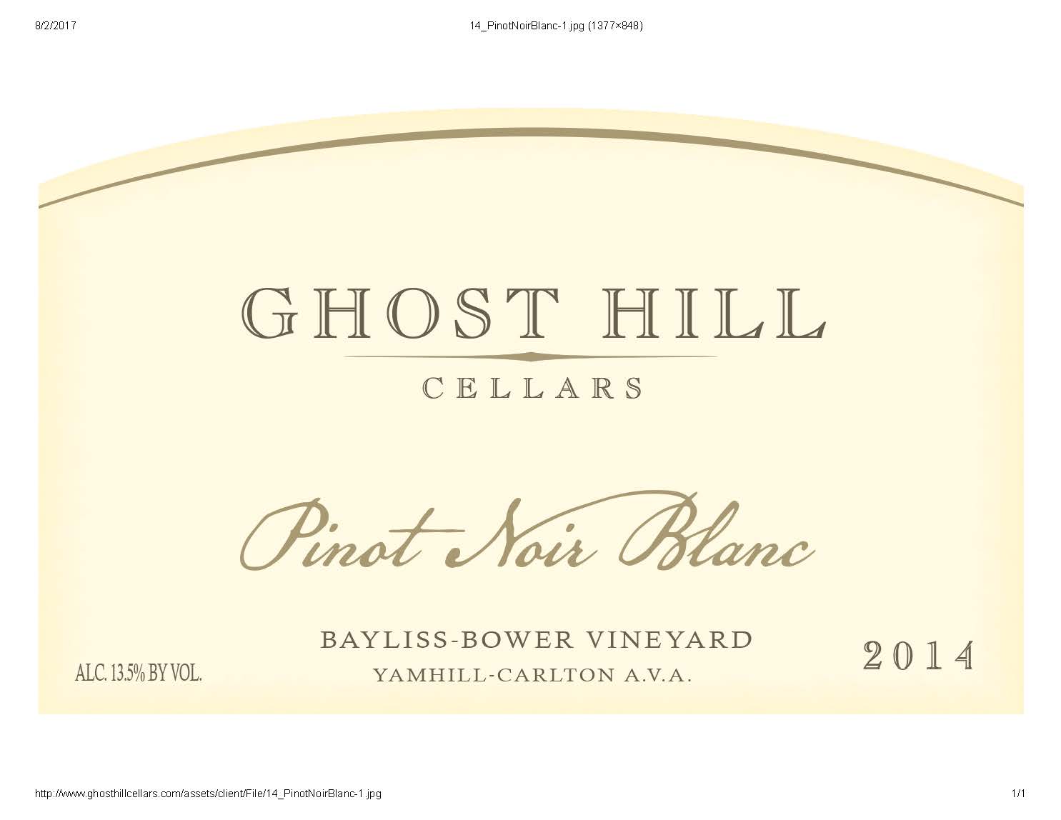 TABC label artwork for GHOST HILL CELLARS PINOT NOIR BLANC