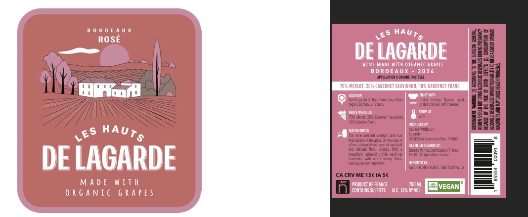 TABC label artwork for LES HAUTS DE LAGARDE ROSÉ WINE BORDEAUX