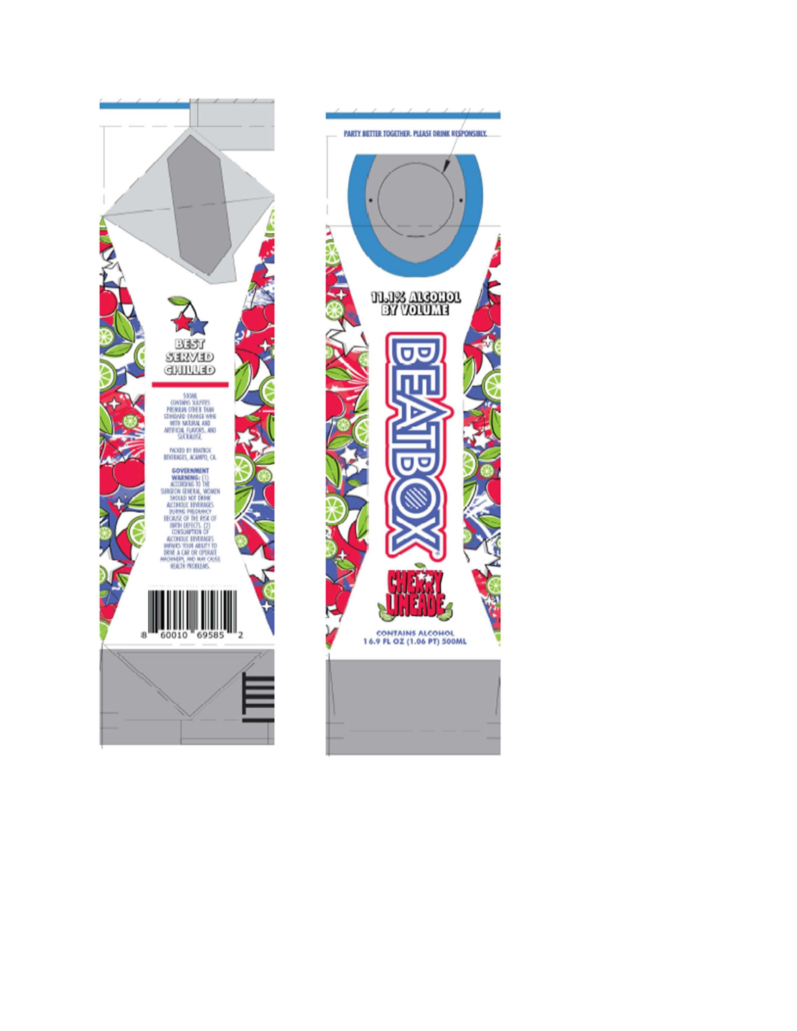 TABC label artwork for BEATBOX CHERRY LIMEADE