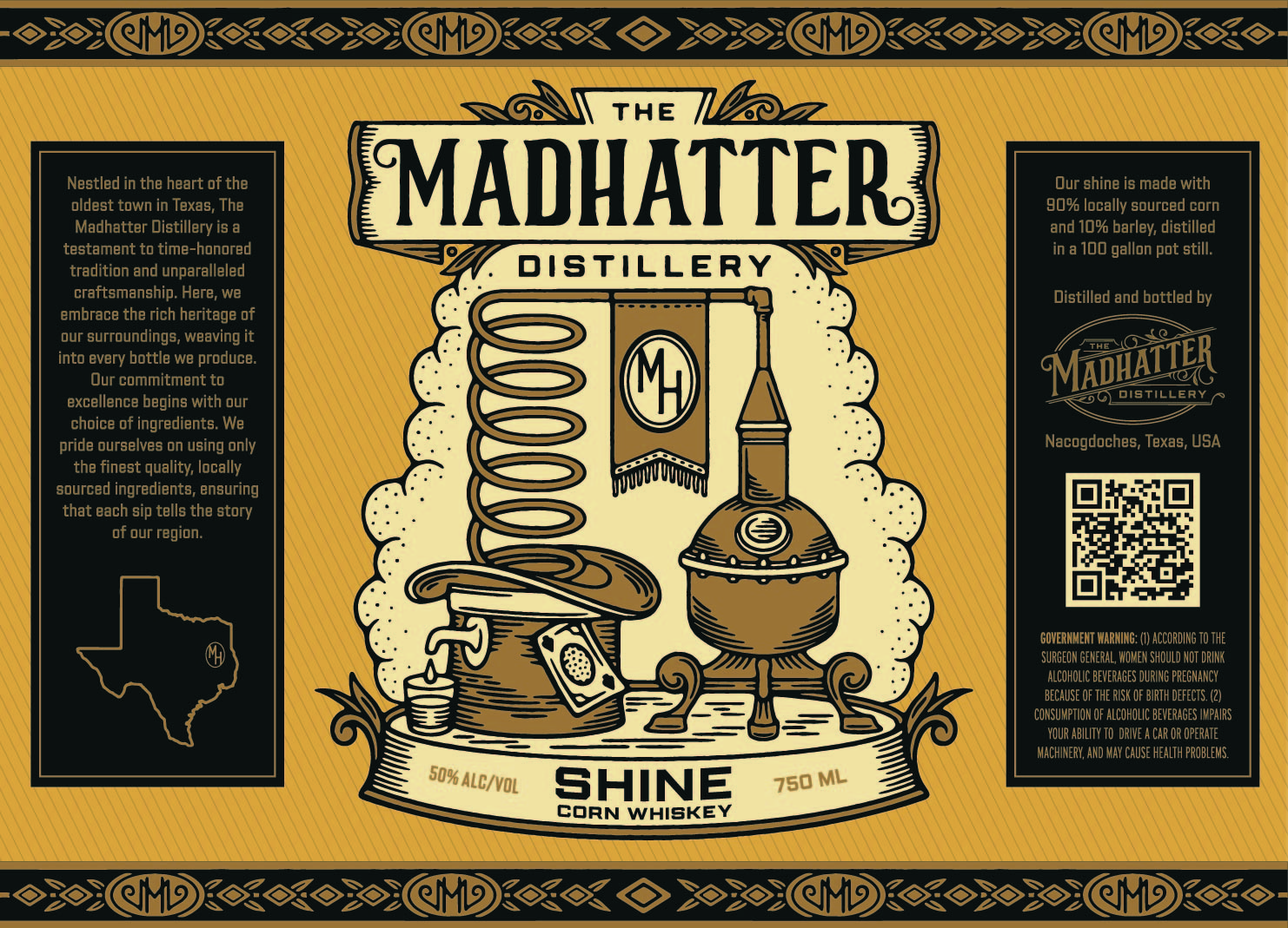 TABC label artwork for The Madhatter Distillery Shine