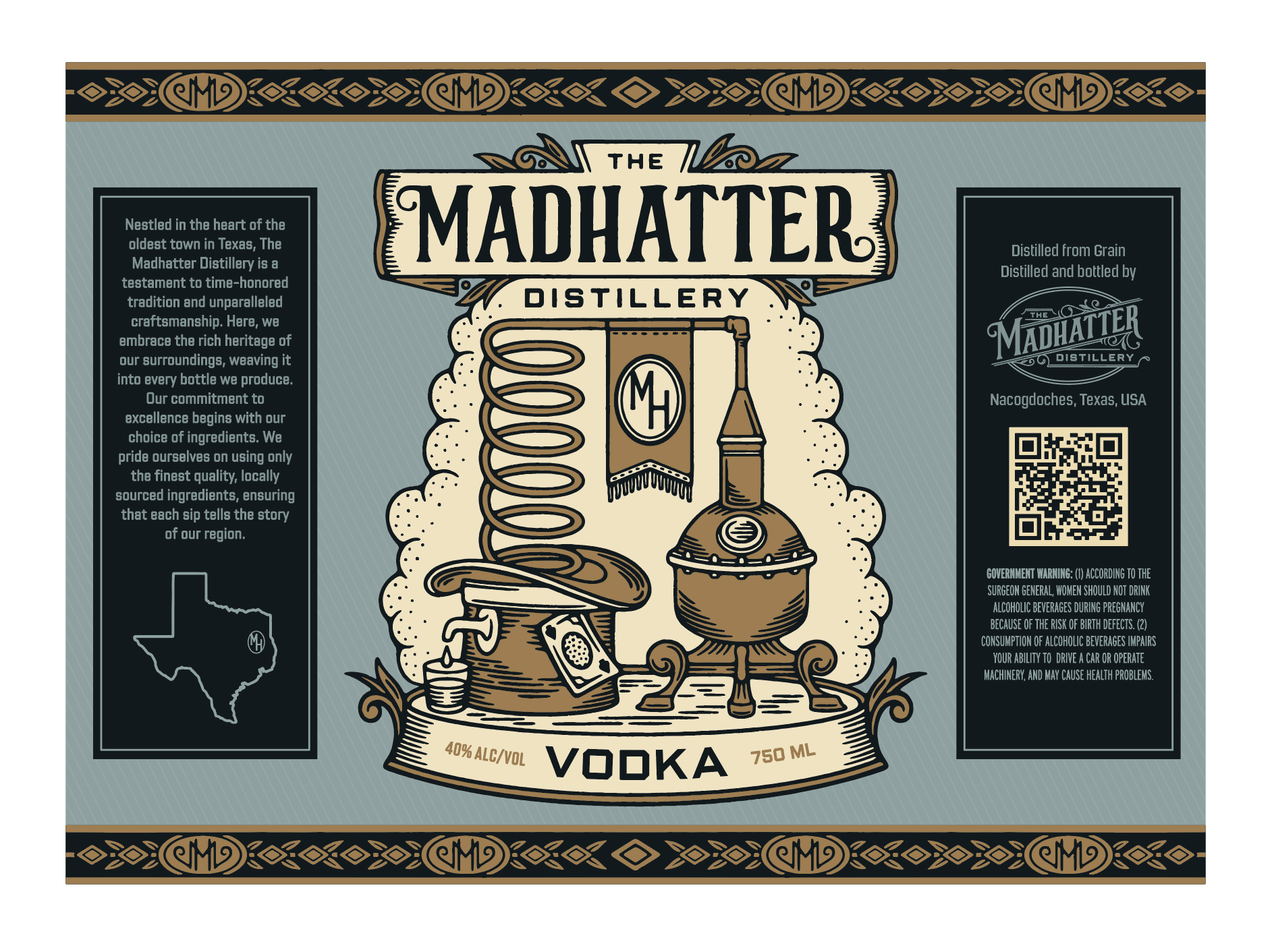 TABC label artwork for The Madhatter Distillery Vodka