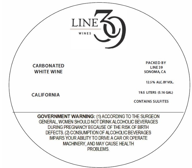 TABC label artwork for LINE 39 CARBONATED WHITE WINE CALIFORNIA WINE ON TAP