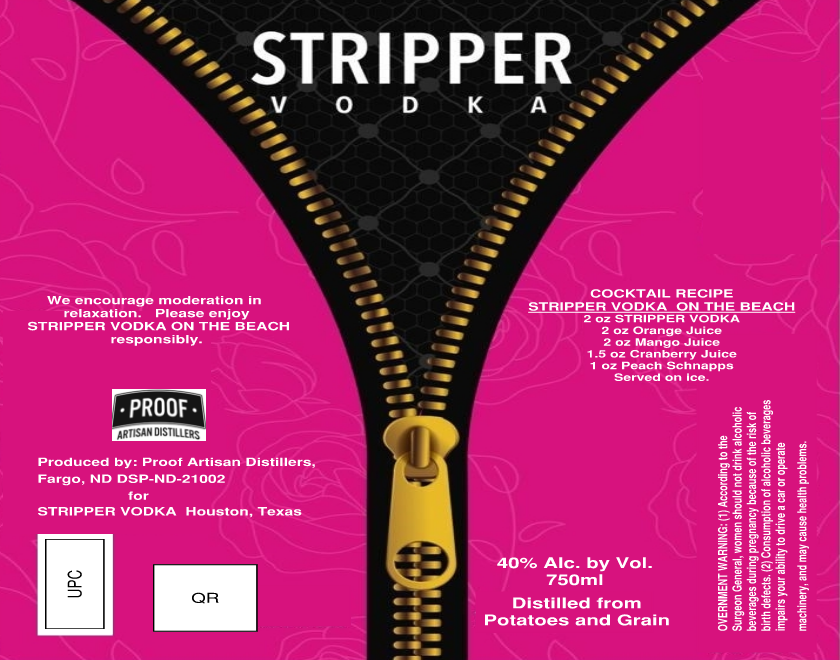 TABC label artwork for Stripper Vodka