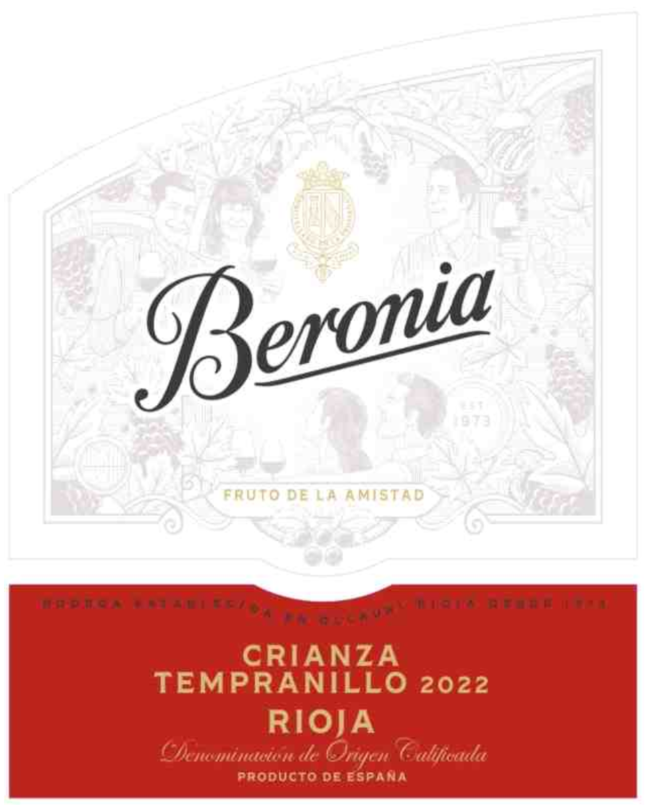 TABC label artwork for Beronia Crianza Tempranillo Rioja