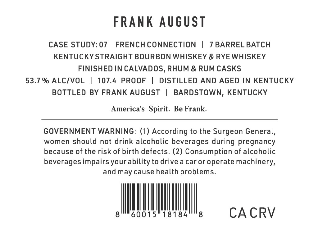 TABC label artwork for CASE STUDY: 07 | FRENCH CONNECTION | 7 BARREL BATCH