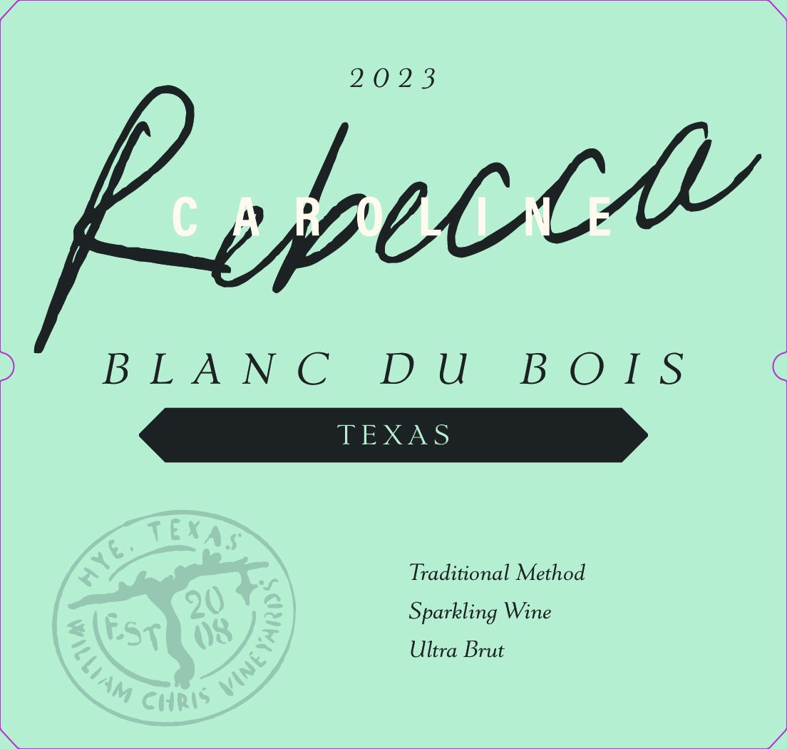 TABC label artwork for Rebecca Caroline Blanc du Bois Sparkling Ultra Brut