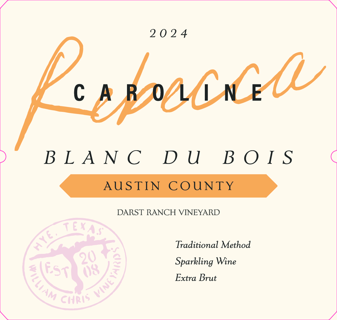 TABC label artwork for Rebecca Caroline Blanc du Bois Darst Ranch Sparkling Extra Brut