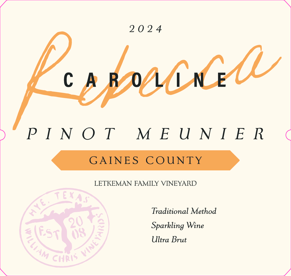 TABC label artwork for Rebecca Caroline Pinot Meunier Letkeman Sparkling Ultra Brut