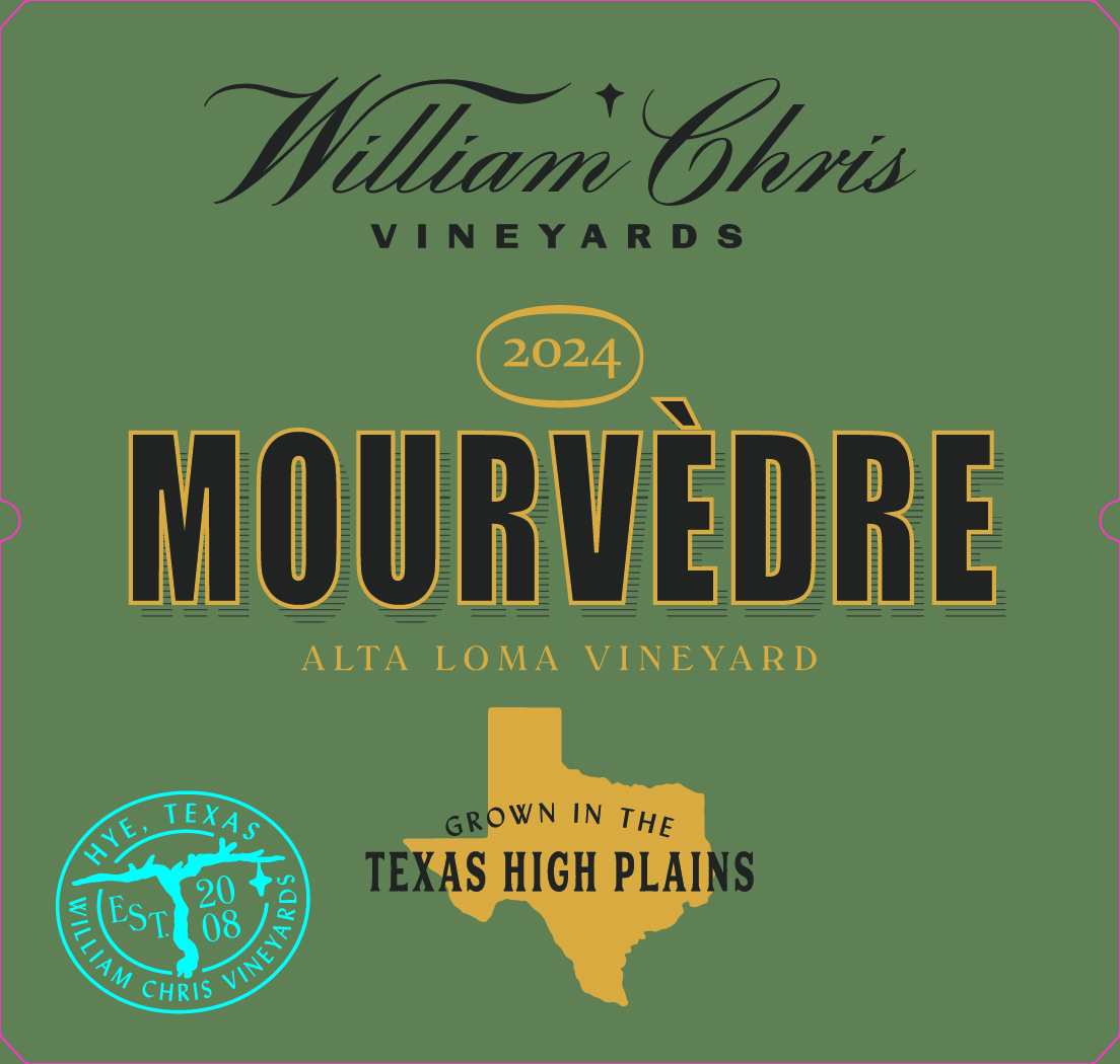TABC label artwork for William Chris Vineyards 2024 Alta Loma Mourvedre