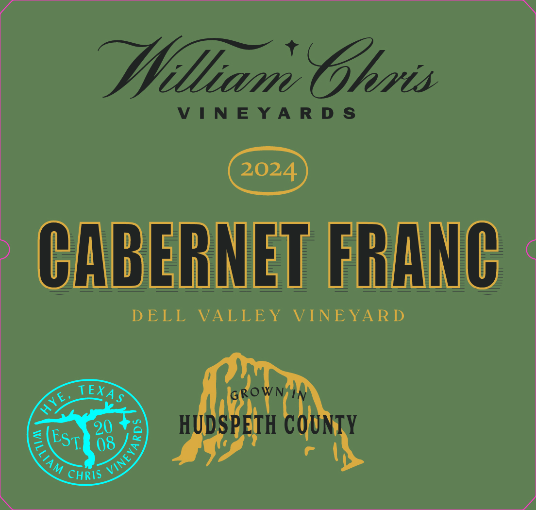 TABC label artwork for William Chris Vineyards 2024 Dell Valley Cabernet Franc