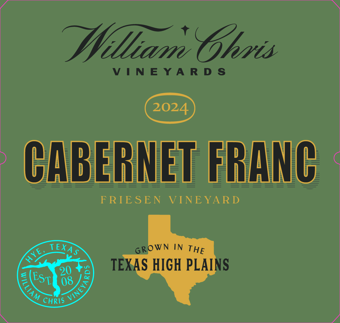 TABC label artwork for William Chris Vineyards 2024 Friesen Cabernet Franc