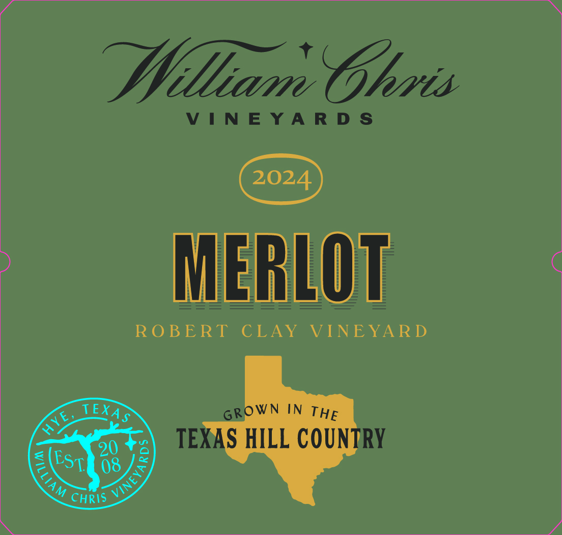 TABC label artwork for William Chris Vineyards 2024 Robert Clay Merlot