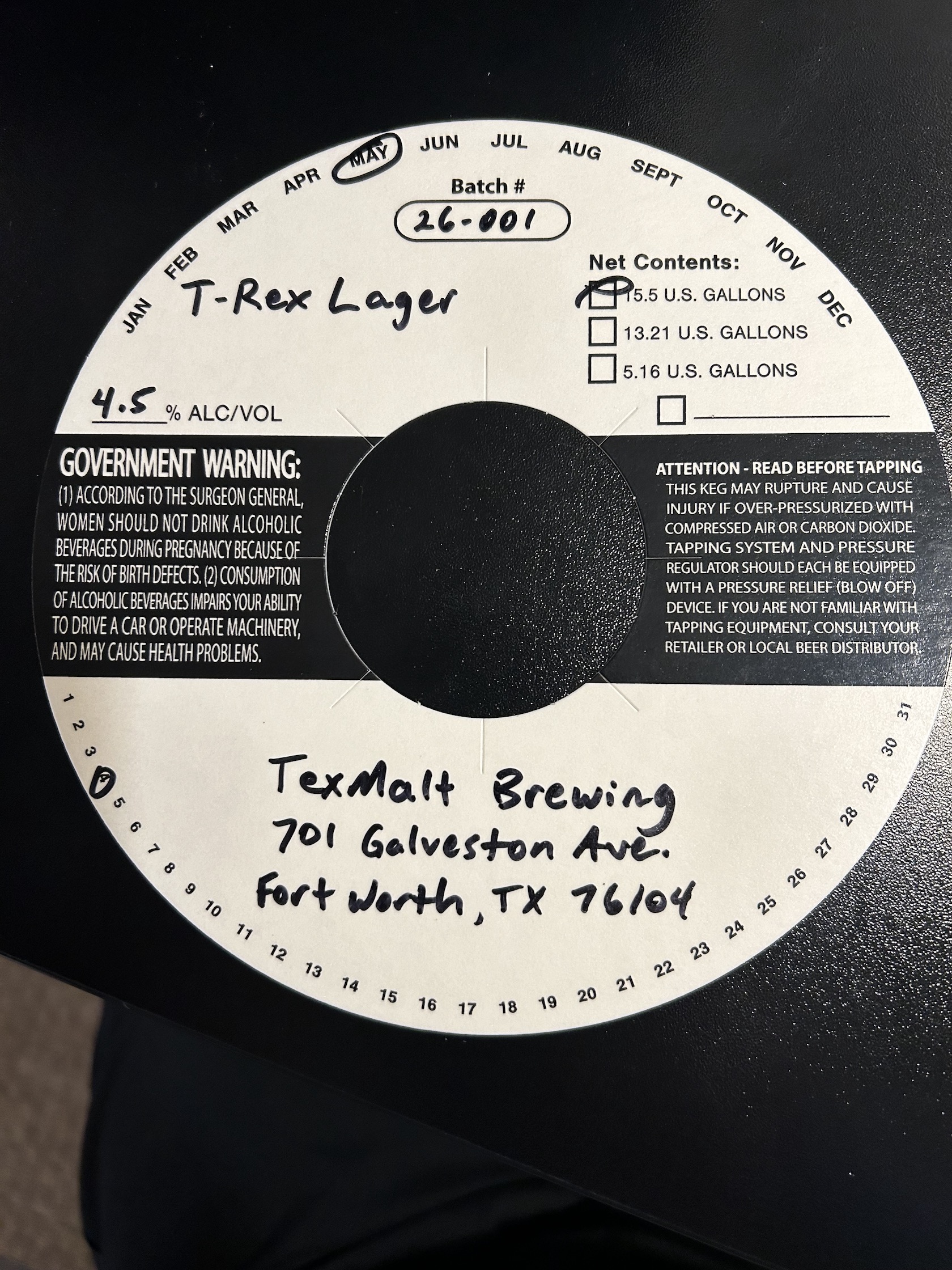 TABC label artwork for T-Rex Lager